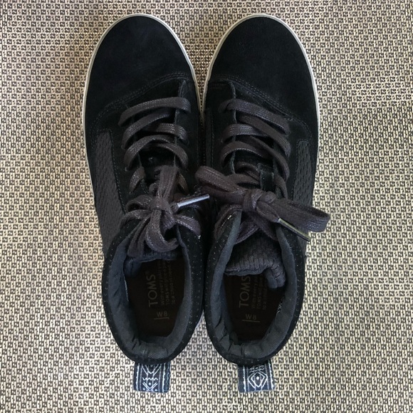 TOMS Camila Black Suede Weatherized Hi-Tops Sz 8 - Picture 3 of 4